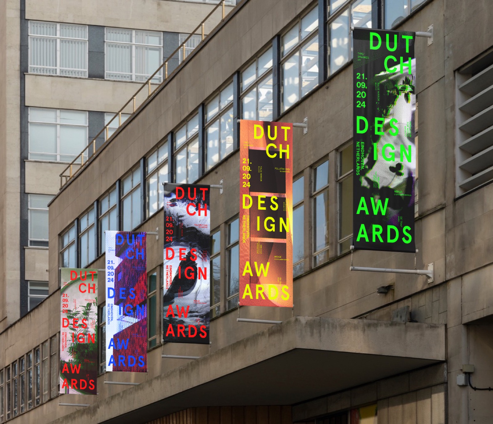Dutch Design Awards flag banner on a pole